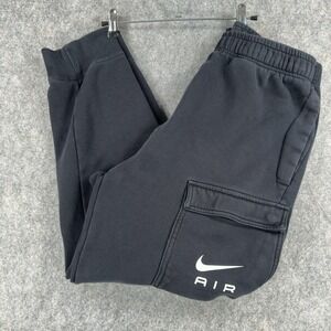 Nike Air Fleece Cargo Pants Mens Large Black Joggers Side Stripe FN7693-010